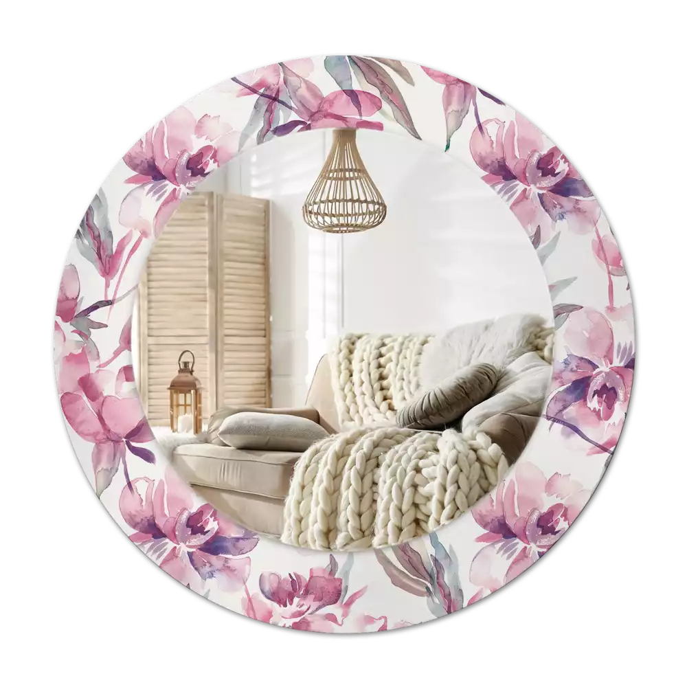 Specchio circolare decoro Fiori di peonie