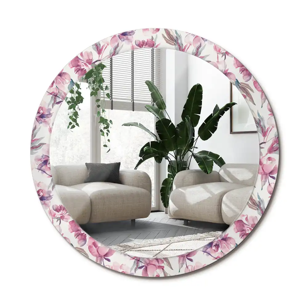 Specchio circolare decoro Fiori di peonie