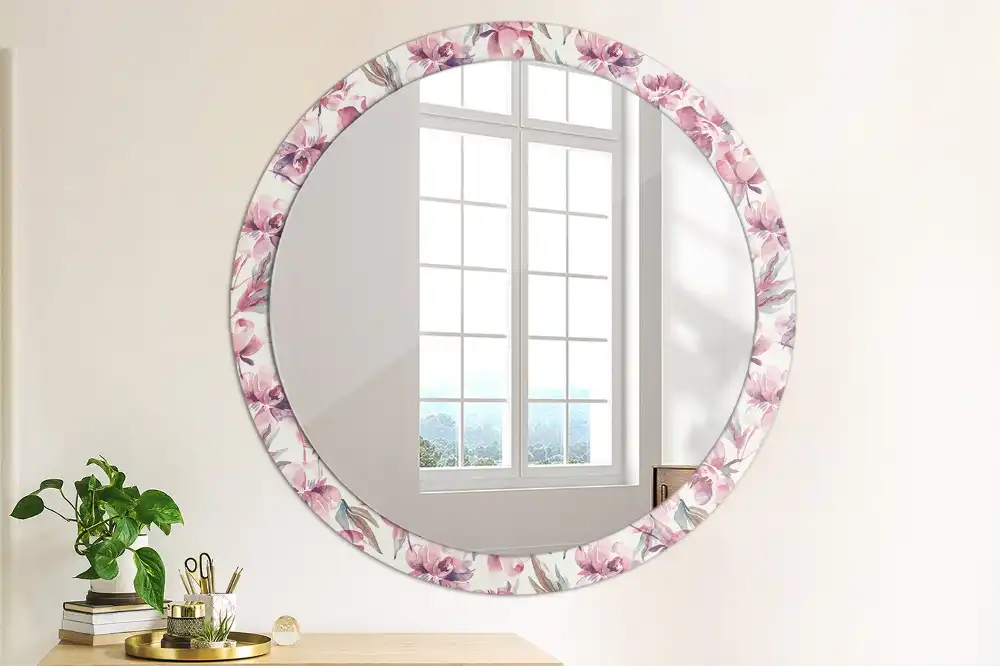 Specchio circolare decoro Fiori di peonie