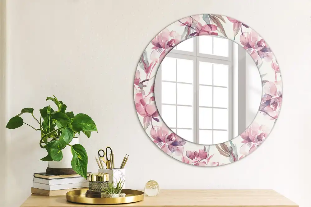 Specchio circolare decoro Fiori di peonie