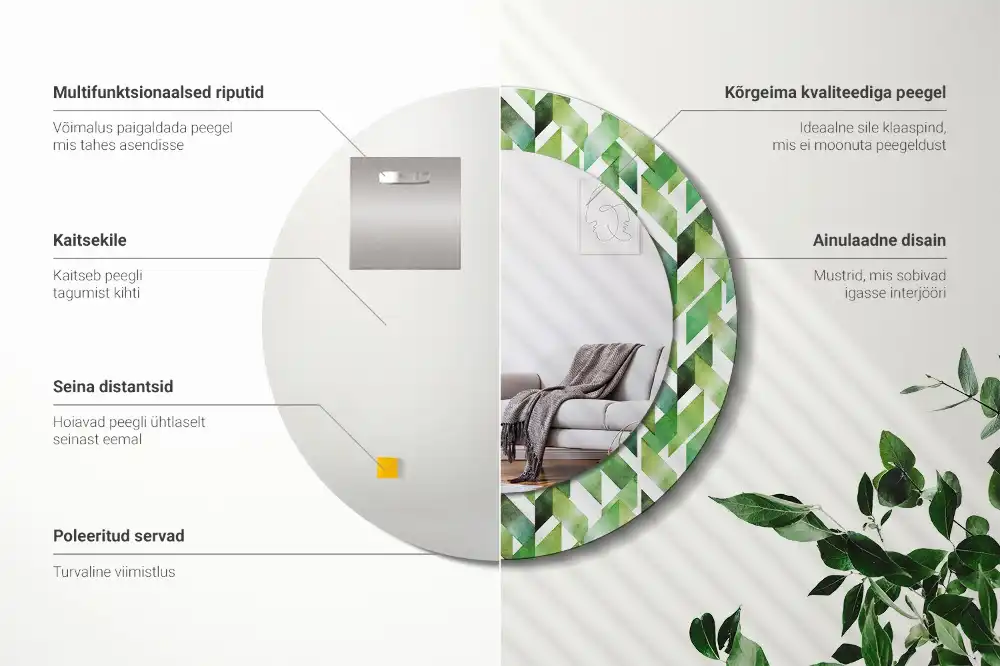 Specchio circolare decoro Spina di pesce