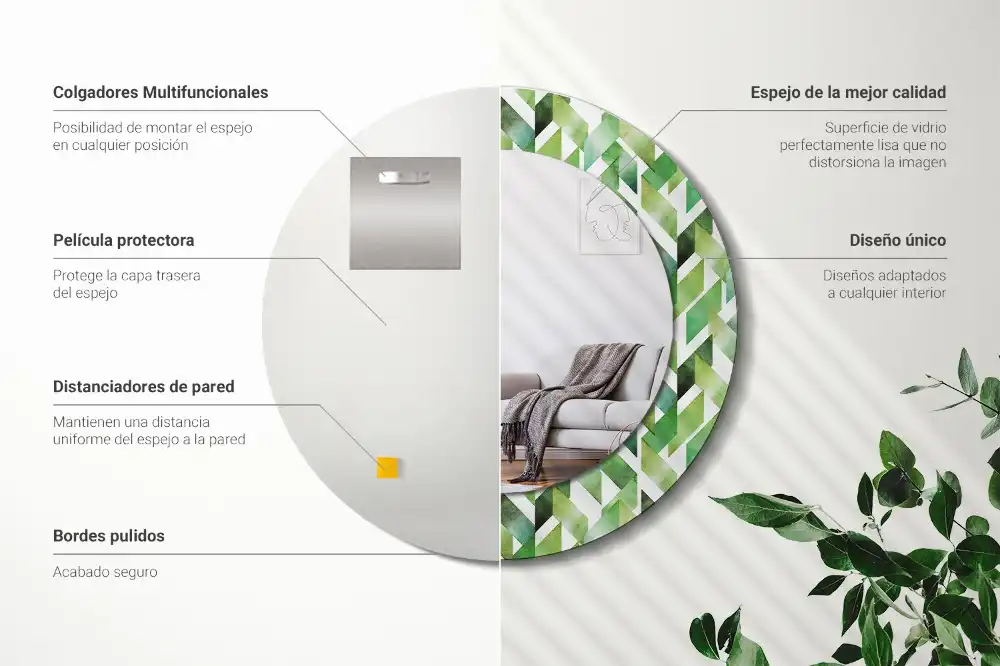 Specchio circolare decoro Spina di pesce