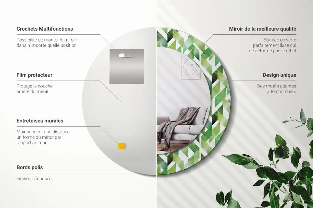 Specchio circolare decoro Spina di pesce