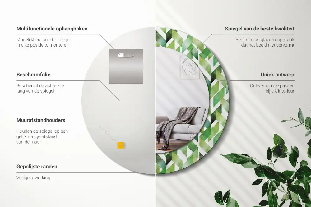 Specchio circolare decoro Spina di pesce