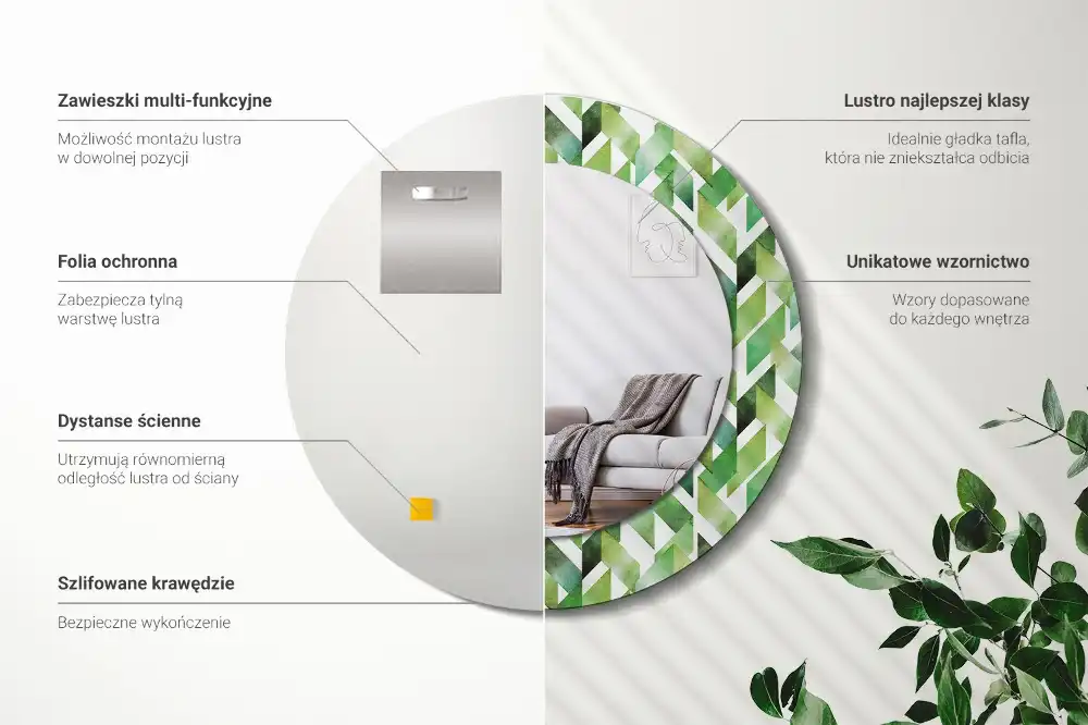 Specchio circolare decoro Spina di pesce