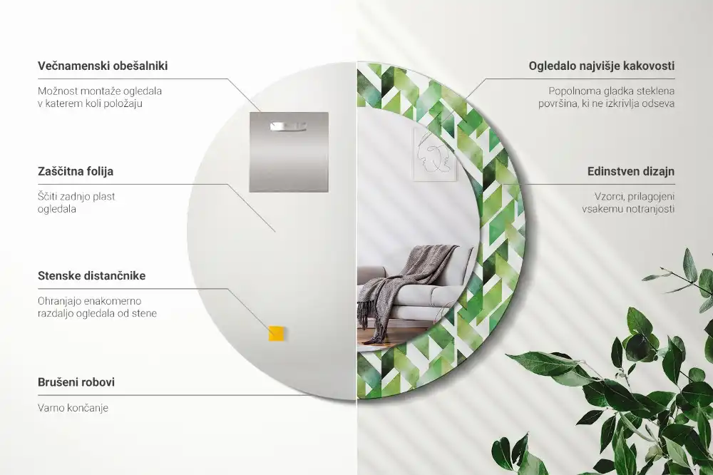 Specchio circolare decoro Spina di pesce