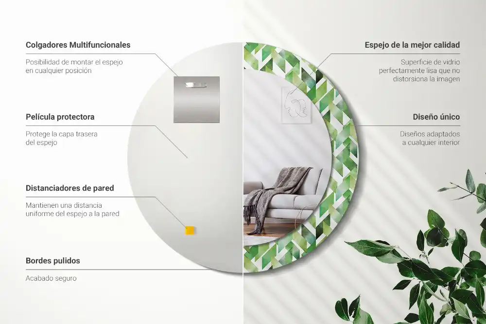 Specchio circolare decoro Spina di pesce