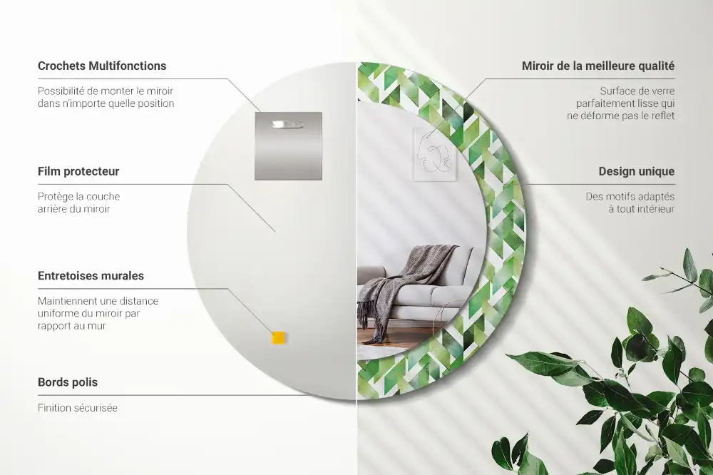 Specchio circolare decoro Spina di pesce