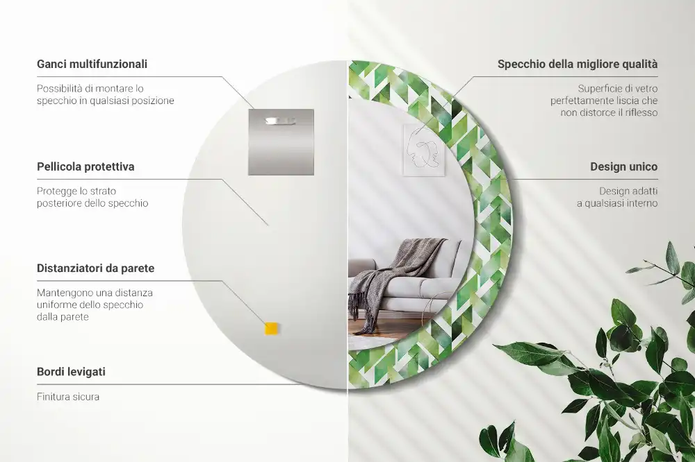 Specchio circolare decoro Spina di pesce