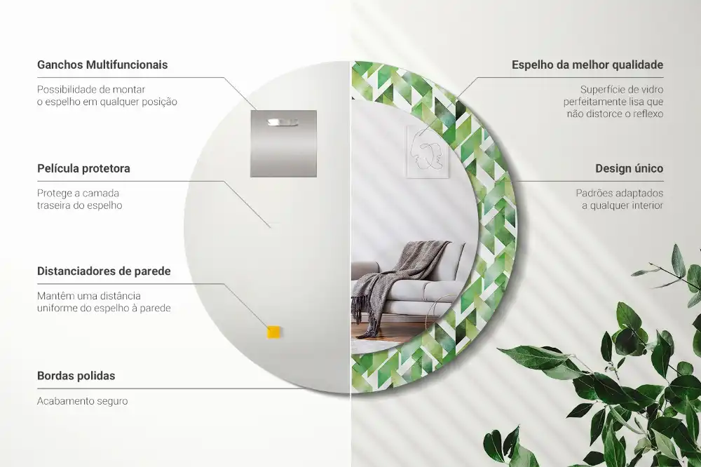 Specchio circolare decoro Spina di pesce