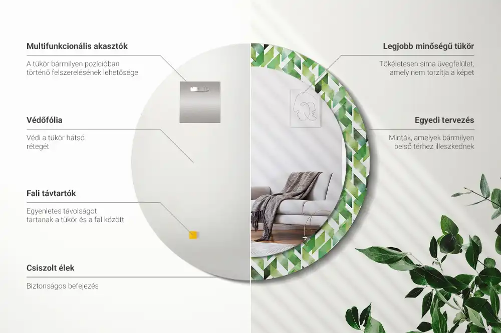 Specchio circolare decoro Spina di pesce