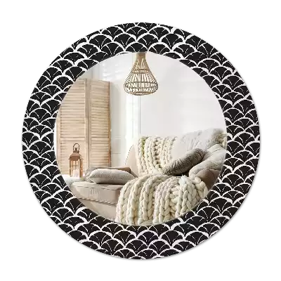 Specchio rotondo con cornice stampata scale orientali