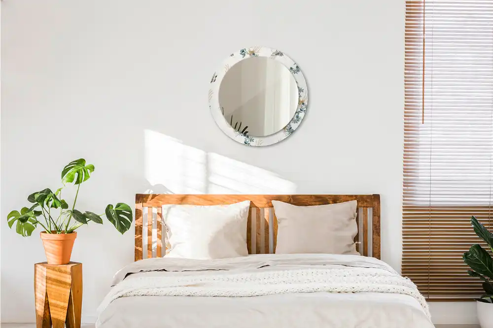 Specchio circolare decoro uccelli cinesi