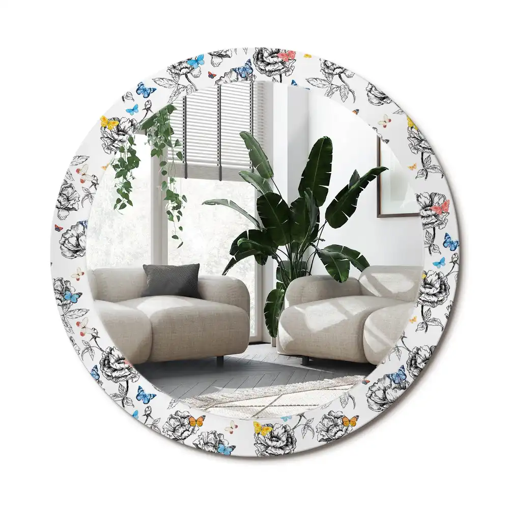 Specchio circolare stampato Farfalle colorate