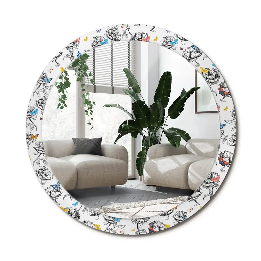 Specchio circolare stampato Farfalle colorate