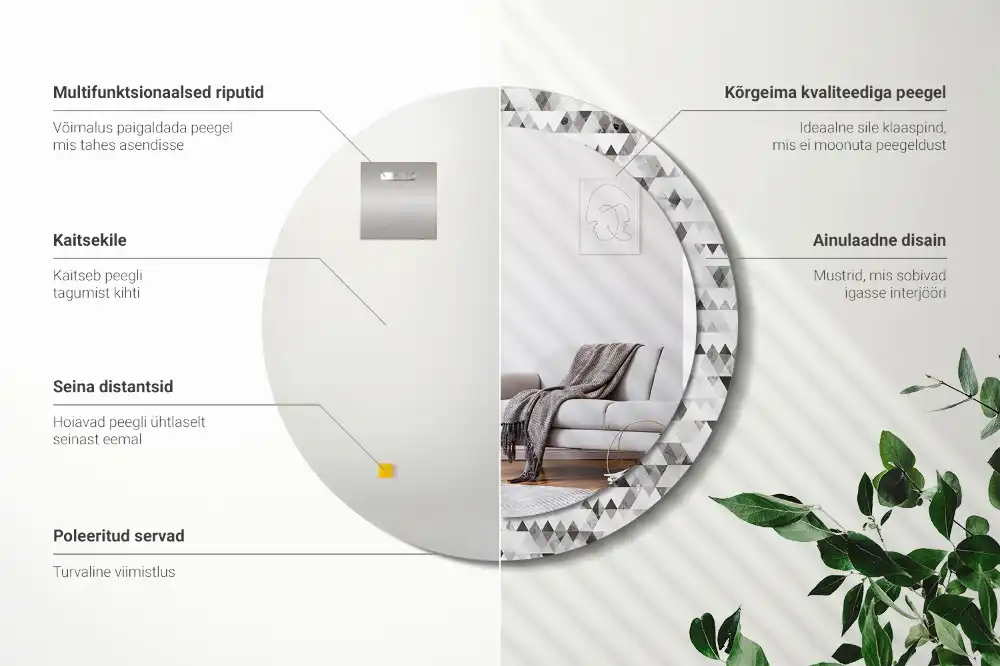 Specchio circolare stampato Triangoli