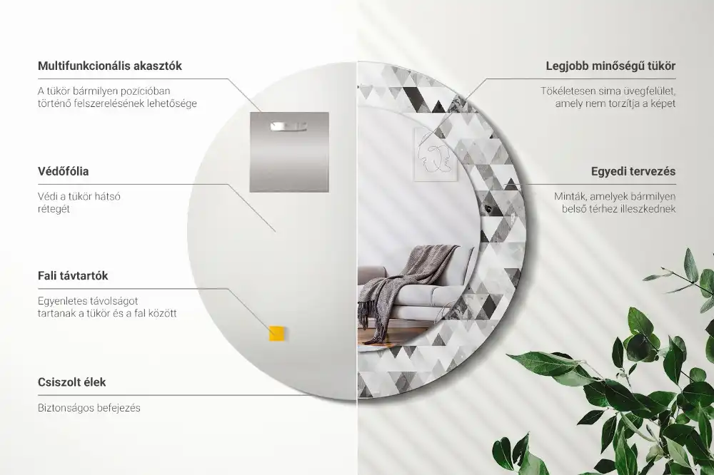 Specchio circolare stampato Triangoli