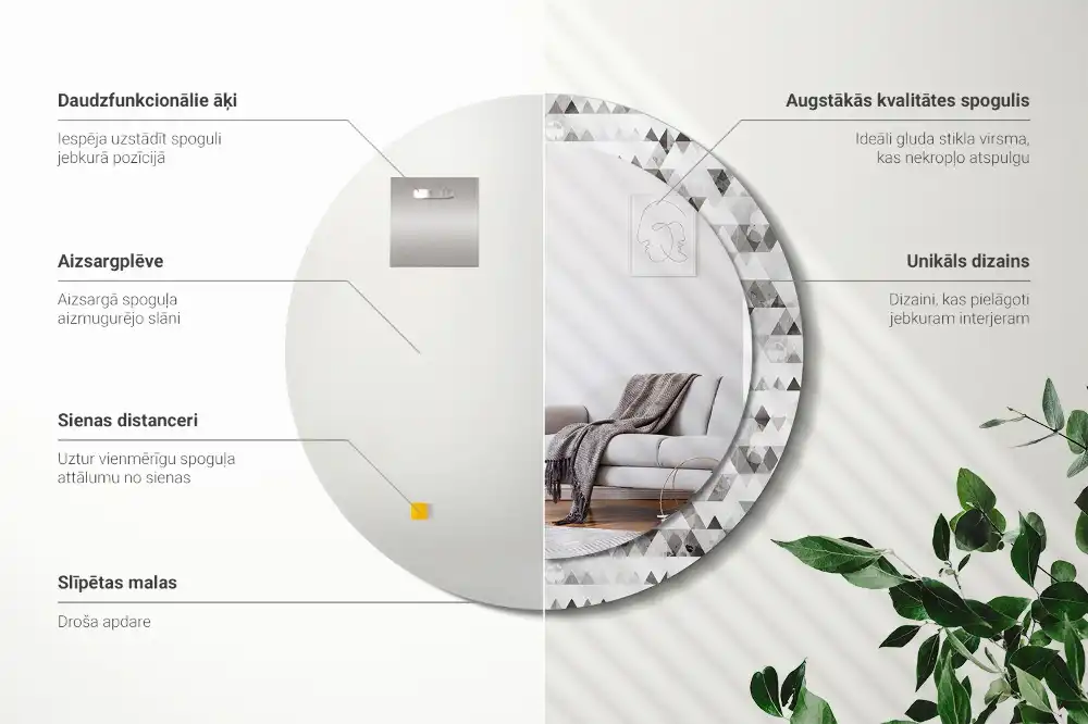 Specchio circolare stampato Triangoli