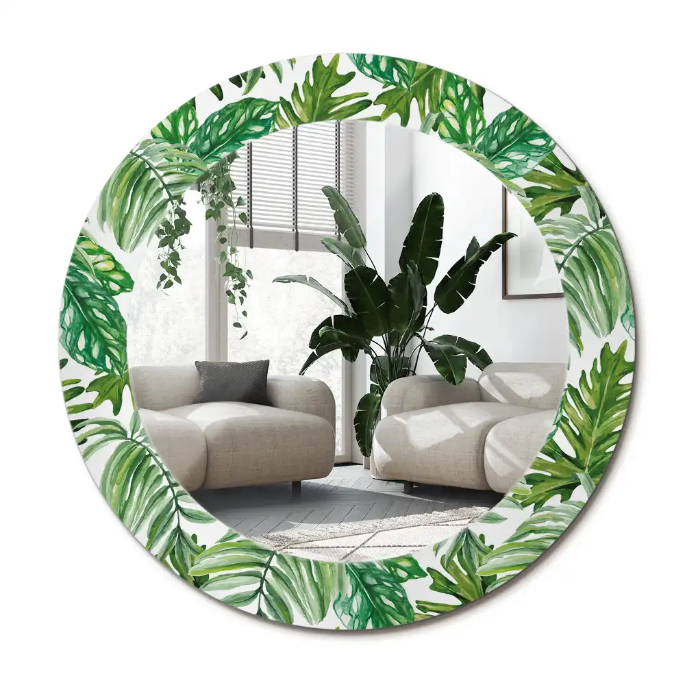 Specchio circolare decoro Foglie della giungla