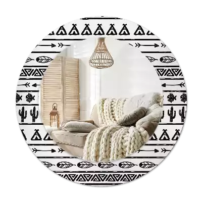Specchio circolare stampato Boho minimalist
