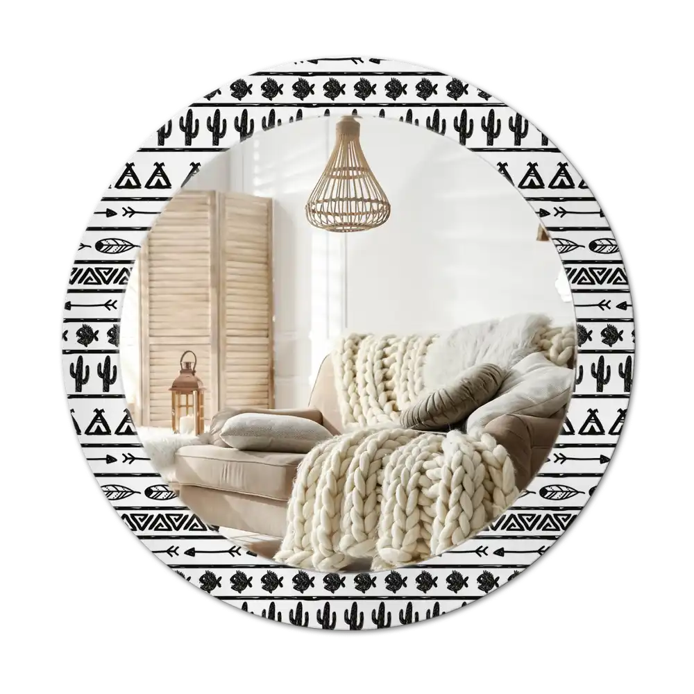 Specchio circolare stampato Boho minimalist