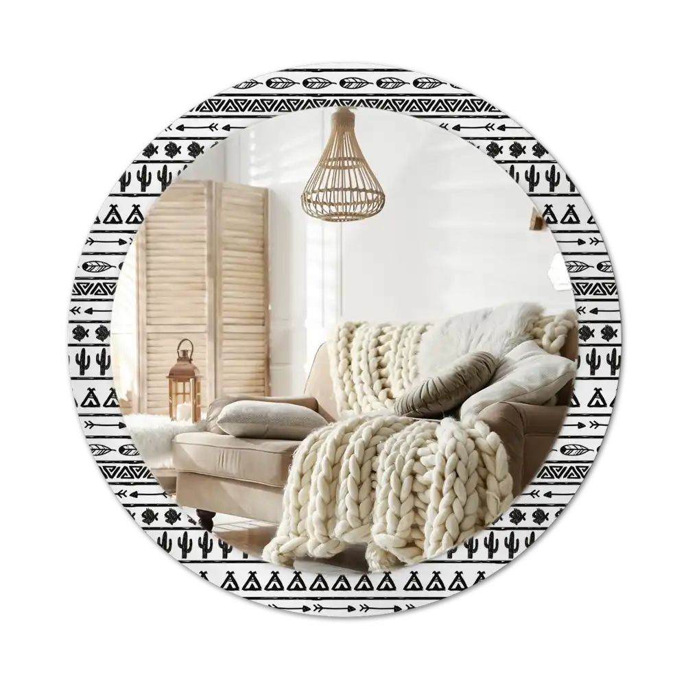 Specchio circolare stampato Boho minimalist