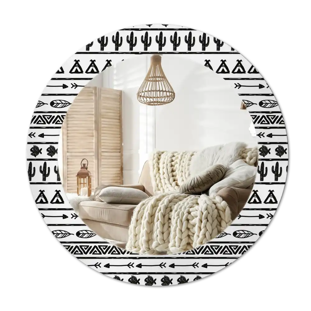 Specchio circolare stampato Boho minimalist