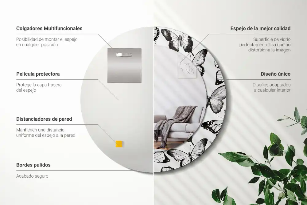 Specchio circolare decoro Farfalle