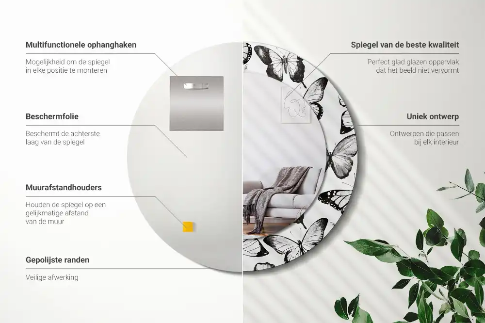 Specchio circolare decoro Farfalle