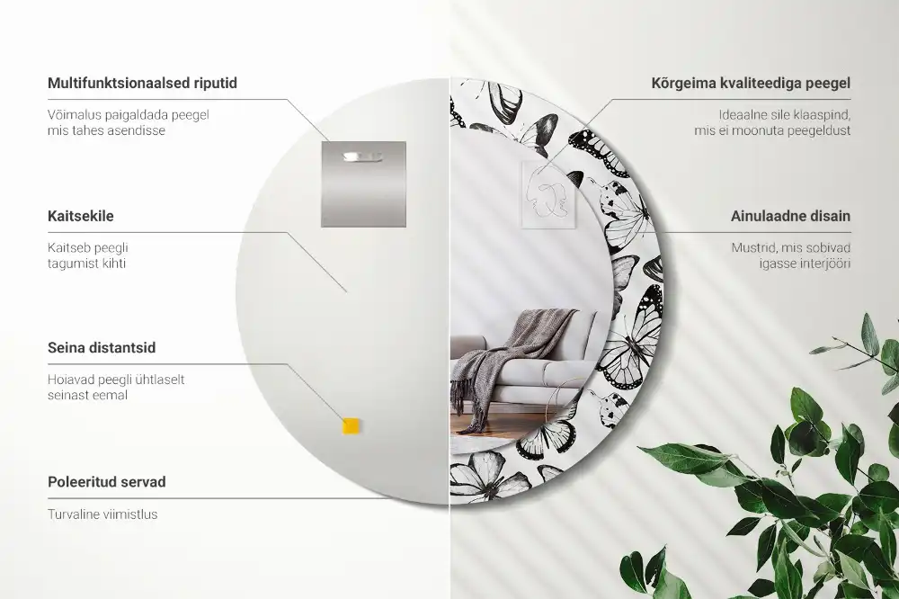Specchio circolare decoro Farfalle