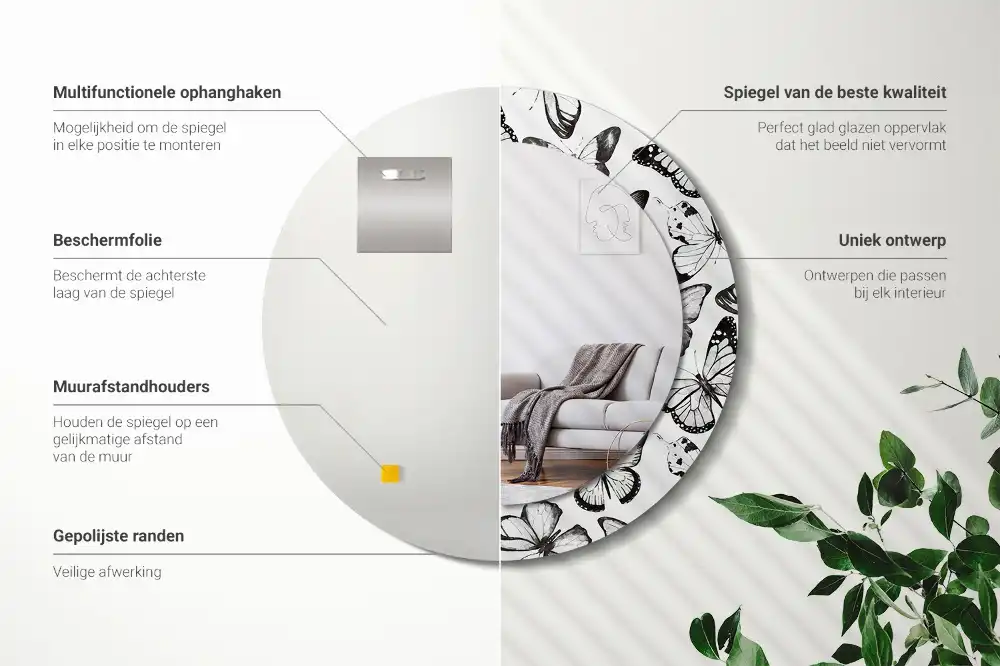 Specchio circolare decoro Farfalle