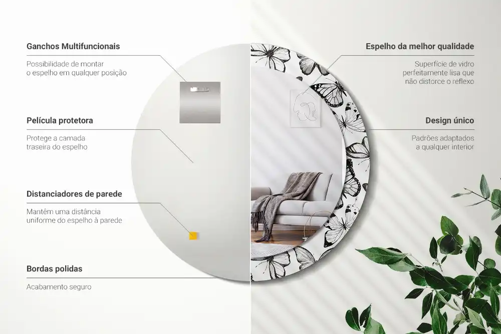 Specchio circolare decoro Farfalle