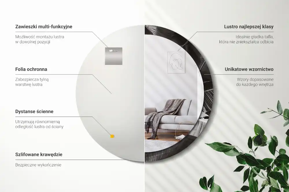 Specchio circolare decoro palme tropicali