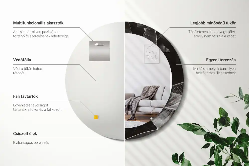 Specchio circolare decoro palme tropicali