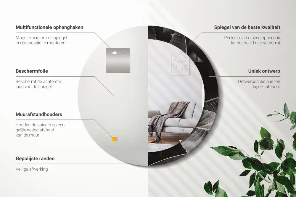 Specchio circolare decoro palme tropicali