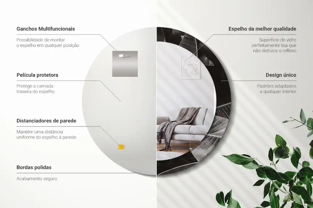 Specchio circolare decoro palme tropicali