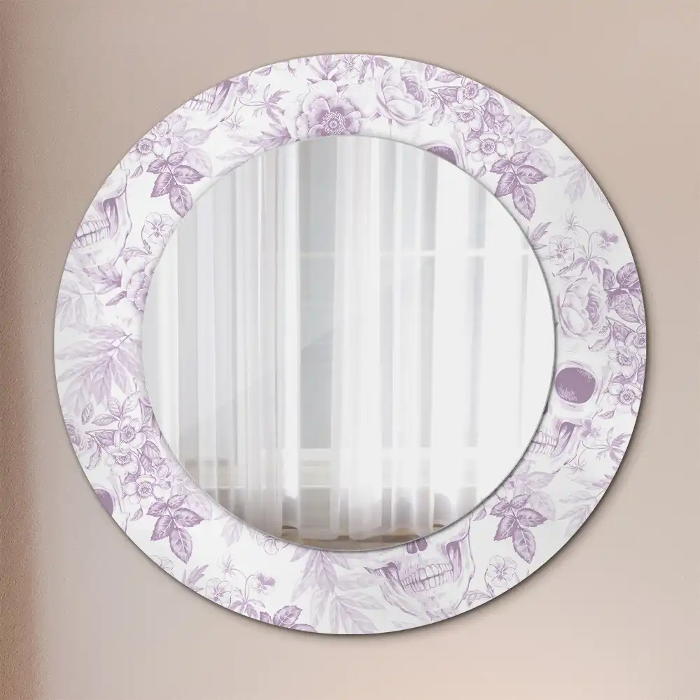 Specchio rotondo con cornice stampata Teschi