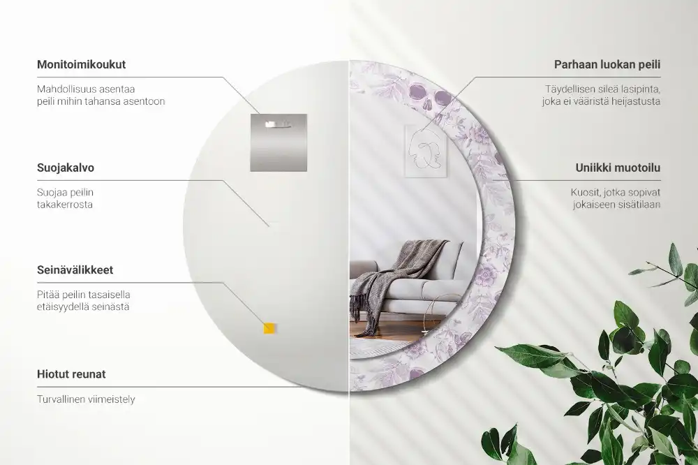 Specchio rotondo con cornice stampata Teschi