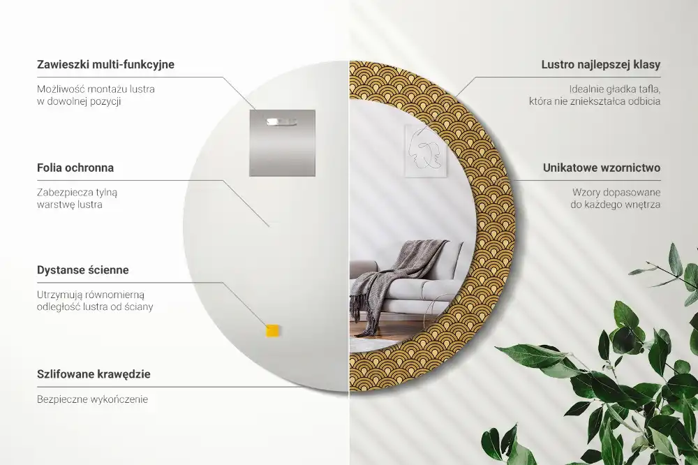 Specchio circolare stampato Modello retrò