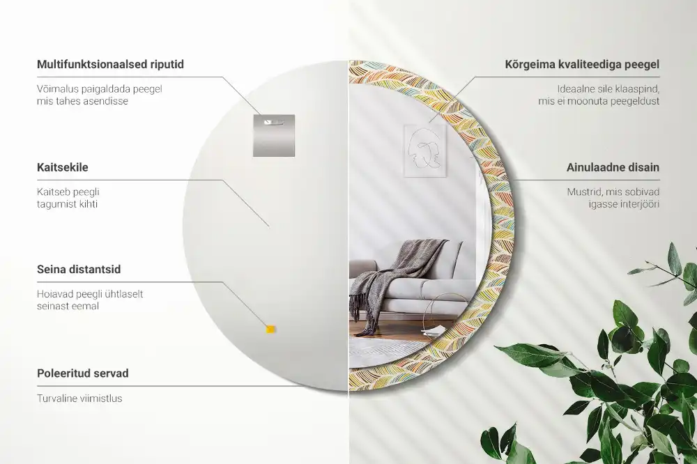 Specchio rotondo con cornice stampata Astratto