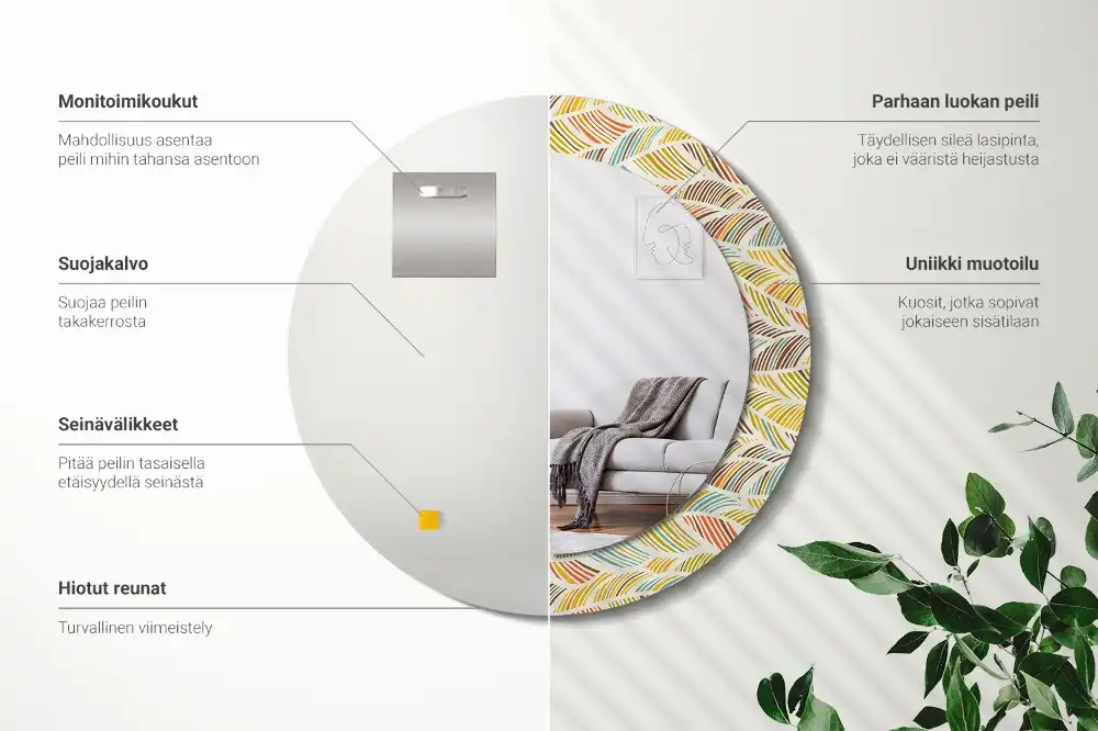 Specchio rotondo con cornice stampata Astratto