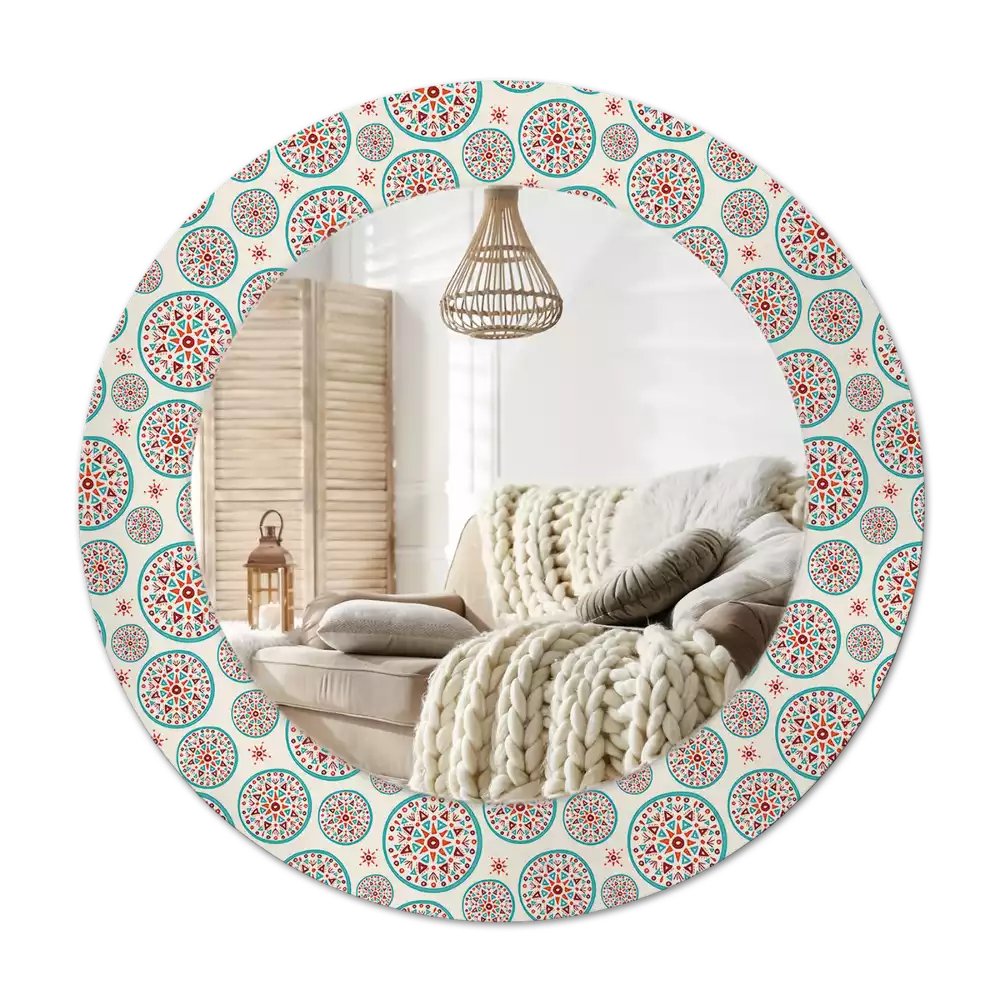 Specchio circolare stampato Modello boho