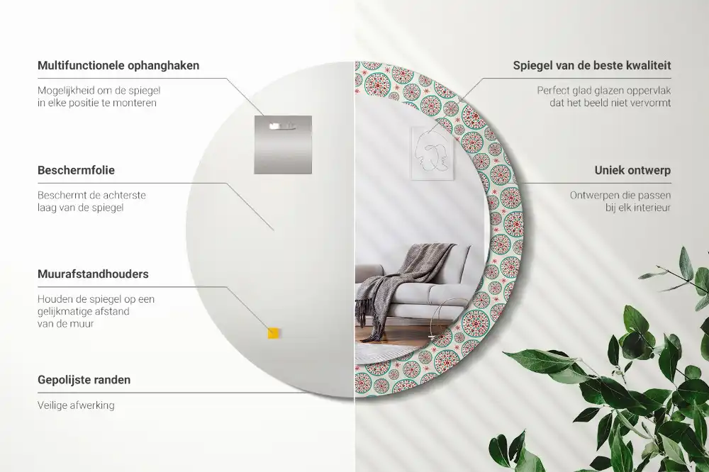 Specchio circolare stampato Modello boho