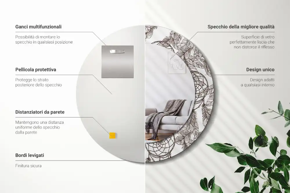 Specchio circolare decoro Cacciatore di sogni