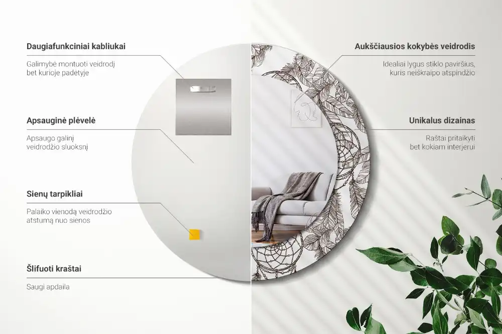 Specchio circolare decoro Cacciatore di sogni