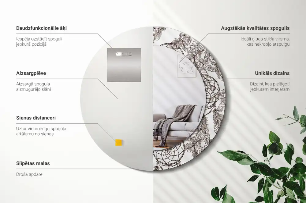 Specchio circolare decoro Cacciatore di sogni