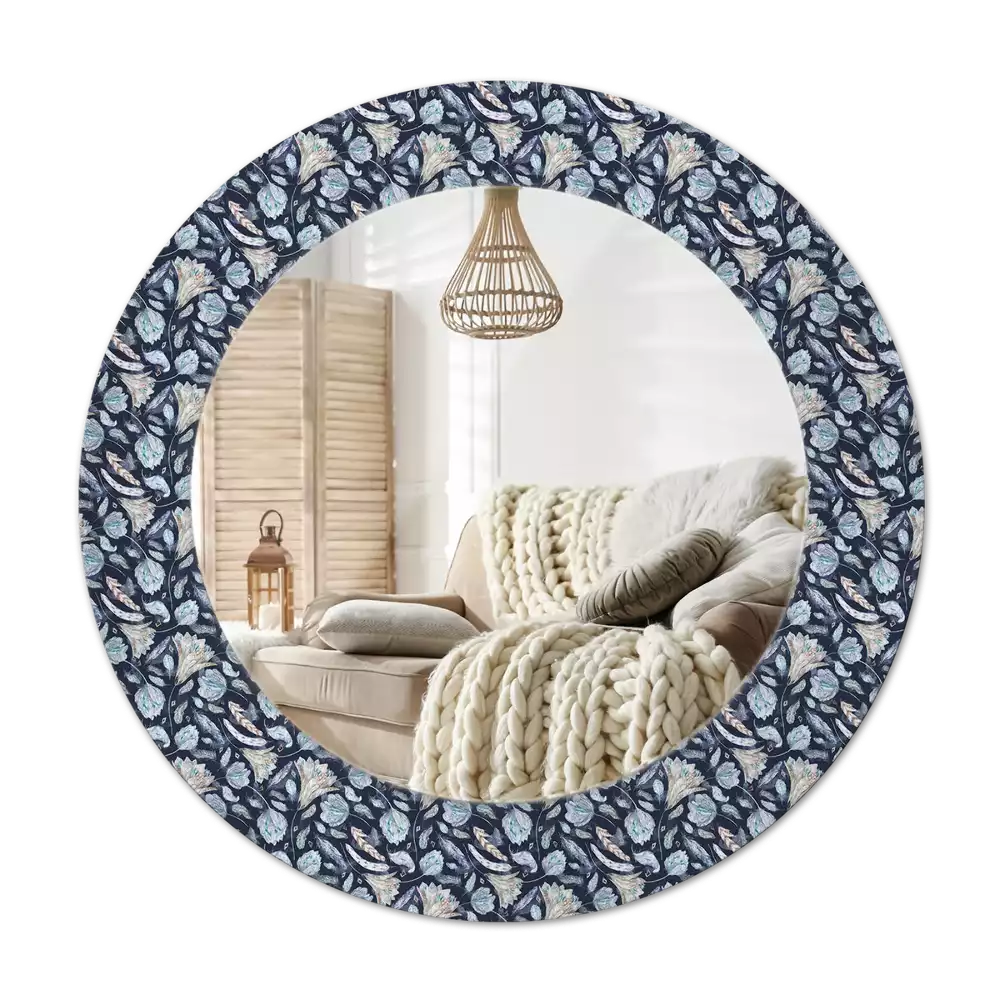 Specchio rotondo con cornice stampata Modello boho