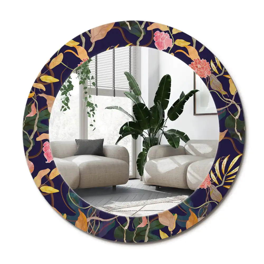 Specchio circolare decoro Piante ad acquerello