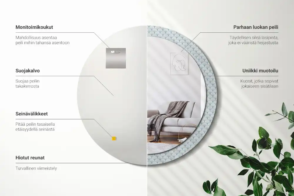 Specchio circolare stampato Modello retrò vintage