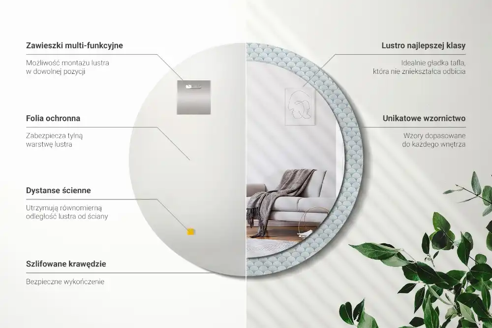 Specchio circolare stampato Modello retrò vintage